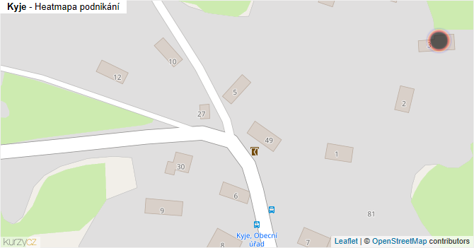 Kyje - mapa podnikání