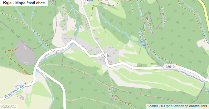 Kyje - mapa části obce
