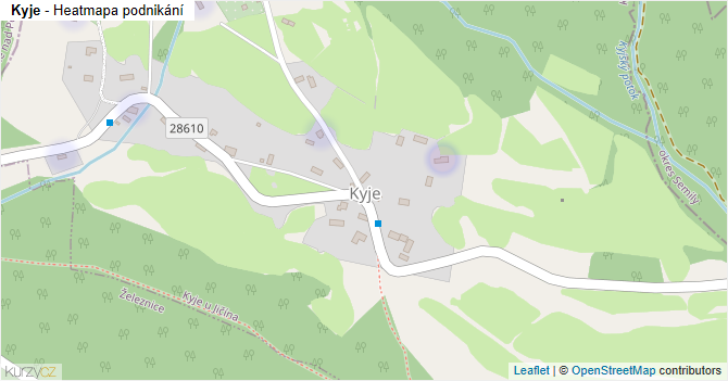 Kyje - mapa podnikání