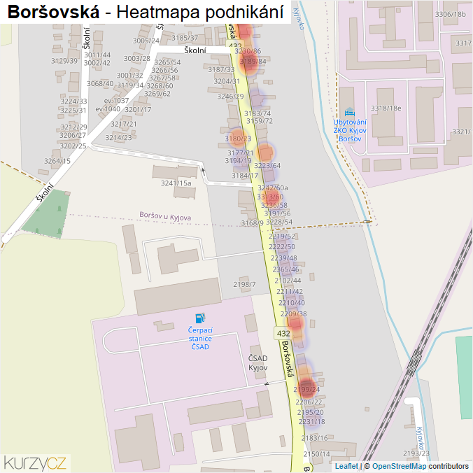 Mapa Boršovská - Firmy v ulici.