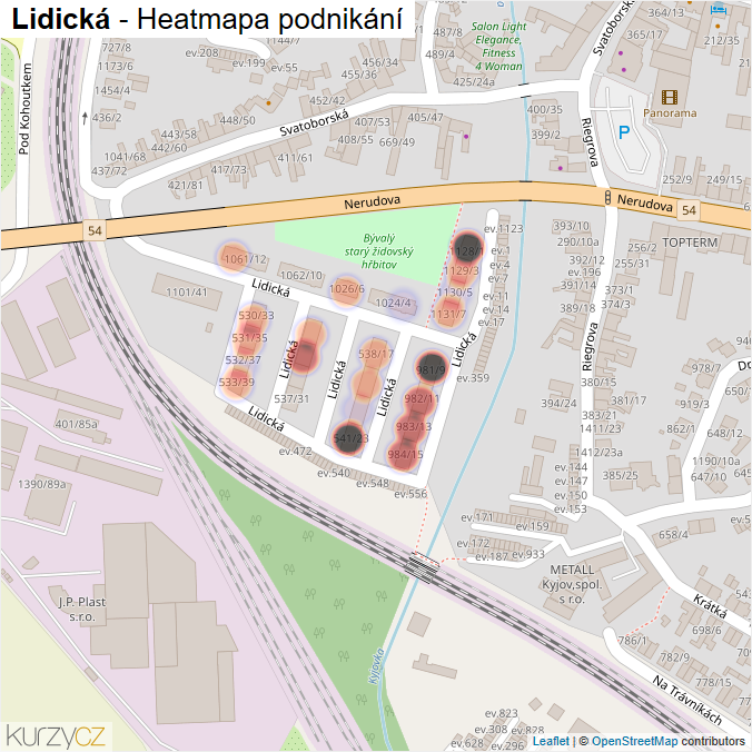Mapa Lidická - Firmy v ulici.