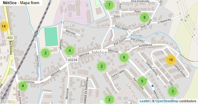 Nětčice - mapa firem