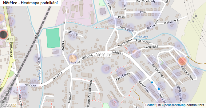Nětčice - mapa podnikání