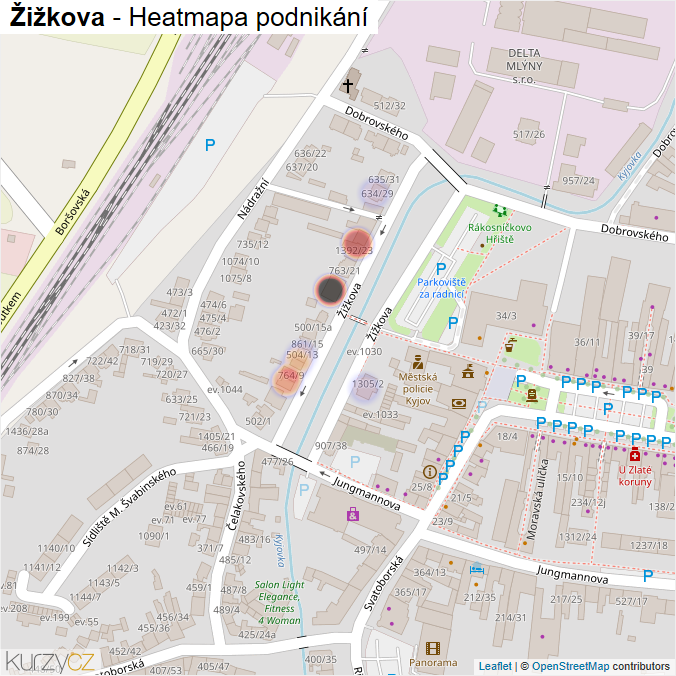 Mapa Žižkova - Firmy v ulici.