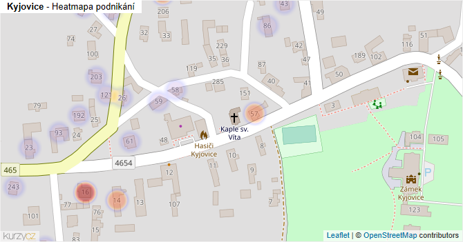 Kyjovice - mapa podnikání
