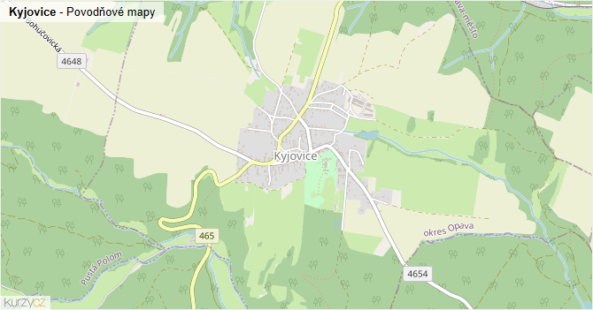 Kyjovice - záplavové mapy stoleté vody