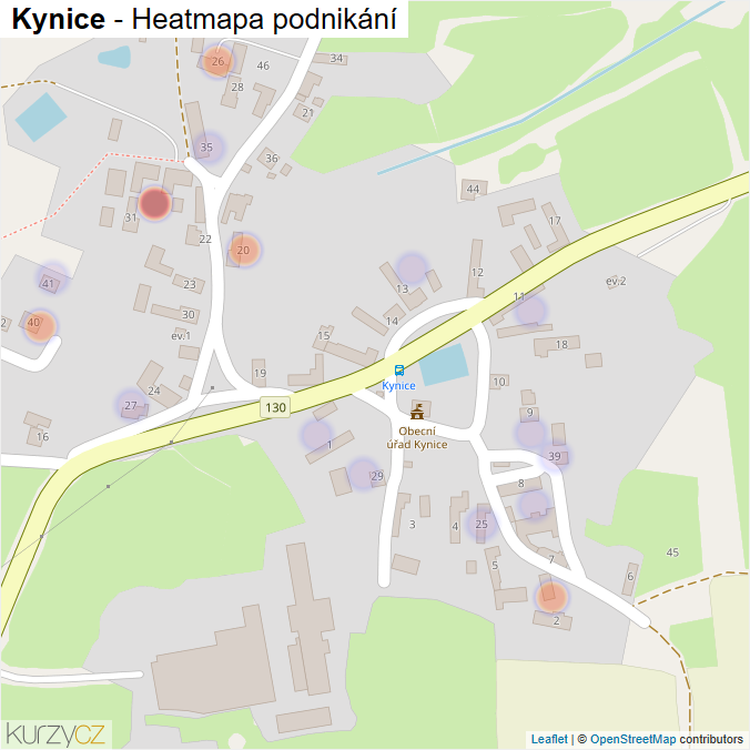 Mapa Kynice - Firmy v části obce.