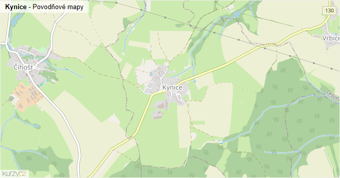 Kynice - záplavové mapy stoleté vody