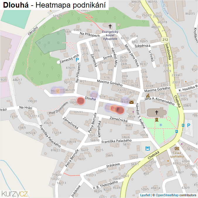 Mapa Dlouhá - Firmy v ulici.