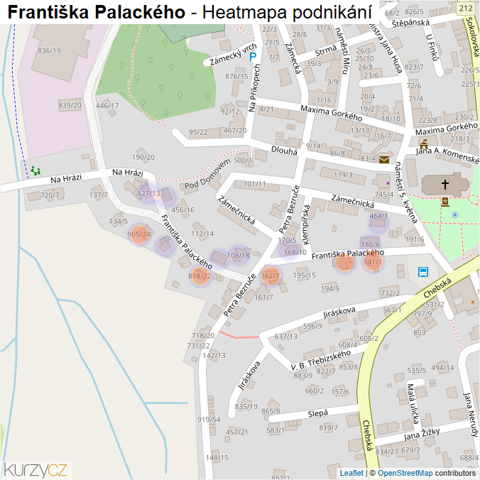 Mapa Františka Palackého - Firmy v ulici.