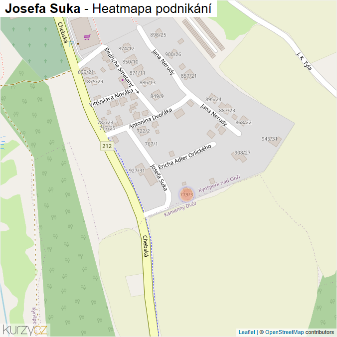 Mapa Josefa Suka - Firmy v ulici.