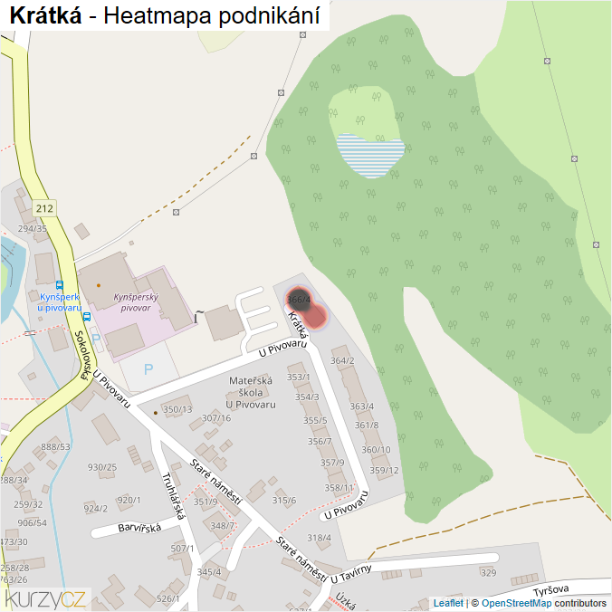 Mapa Krátká - Firmy v ulici.