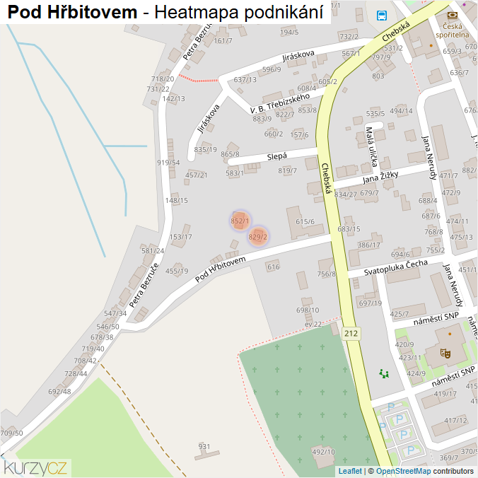Mapa Pod Hřbitovem - Firmy v ulici.