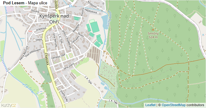 Pod Lesem - mapa ulice