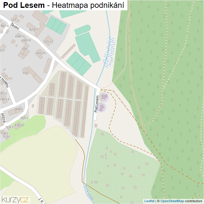 Mapa Pod Lesem - Firmy v ulici.