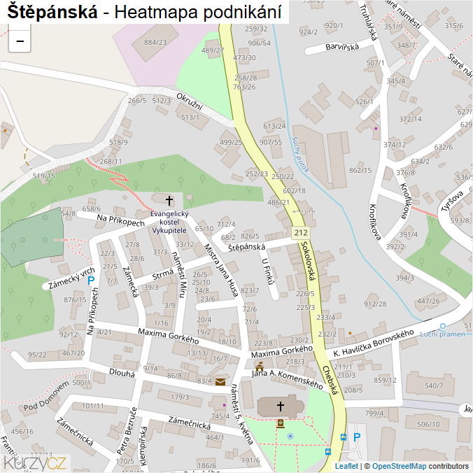 Mapa Štěpánská - Firmy v ulici.