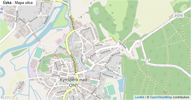 Úzká - mapa ulice