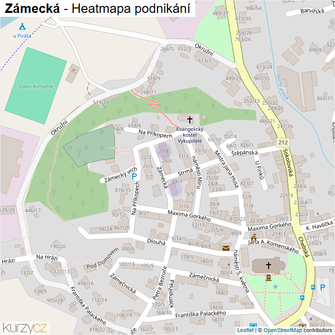 Mapa Zámecká - Firmy v ulici.