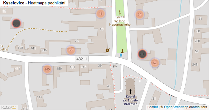 Kyselovice - mapa podnikání