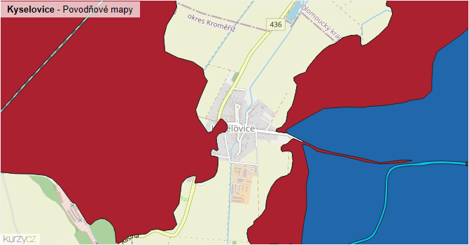 Kyselovice - záplavové mapy stoleté vody