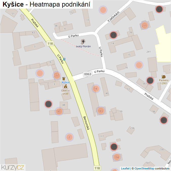 Mapa Kyšice - Firmy v obci.