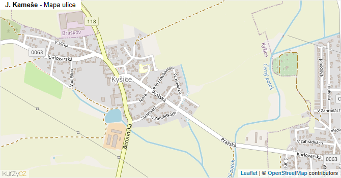 J. Kameše - mapa ulice