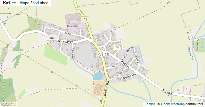Kyšice - mapa části obce