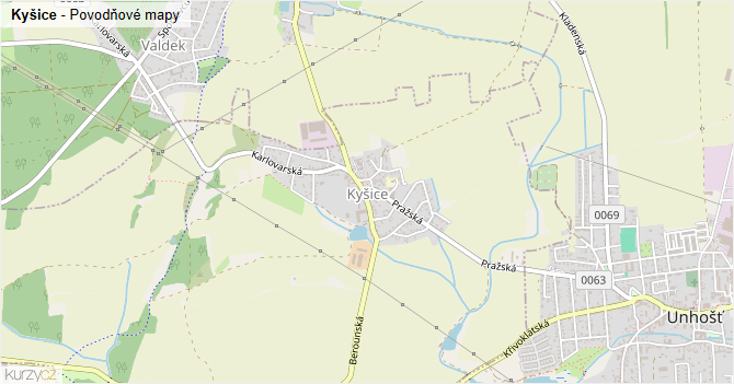 Kyšice - záplavové mapy stoleté vody