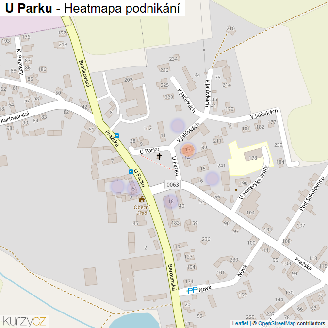 Mapa U Parku - Firmy v ulici.