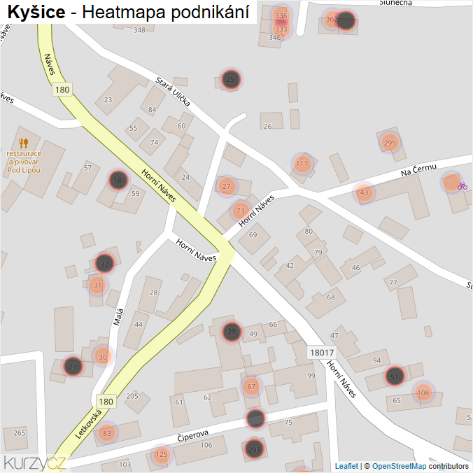 Mapa Kyšice - Firmy v obci.