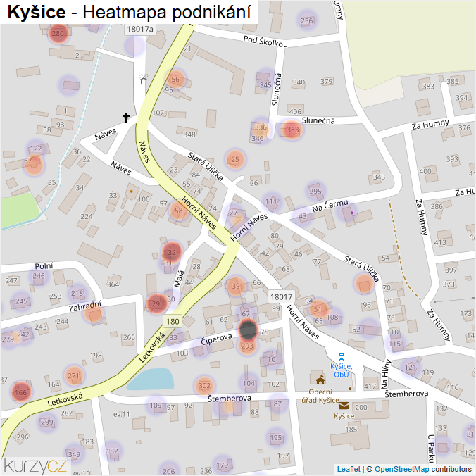 Mapa Kyšice - Firmy v části obce.