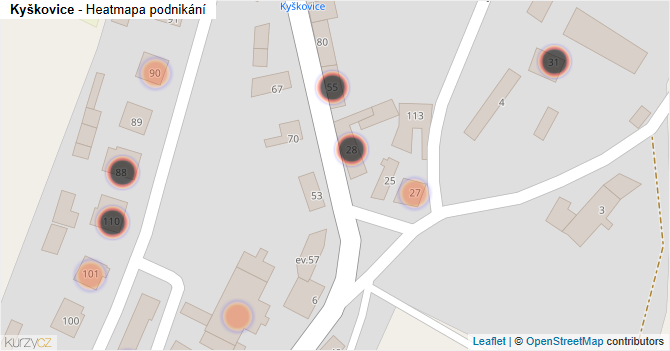 Kyškovice - mapa podnikání