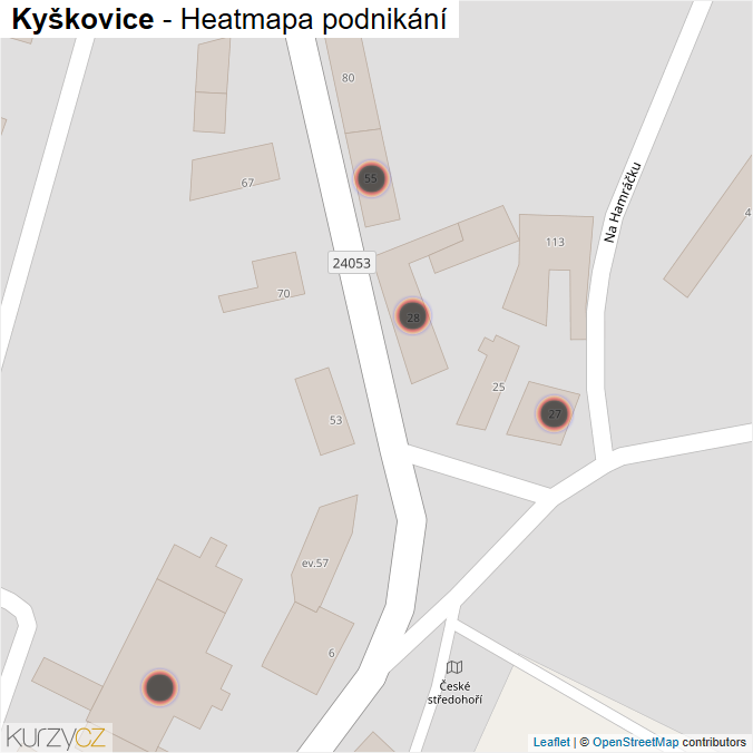 Mapa Kyškovice - Firmy v obci.