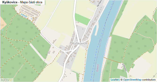Kyškovice - mapa části obce