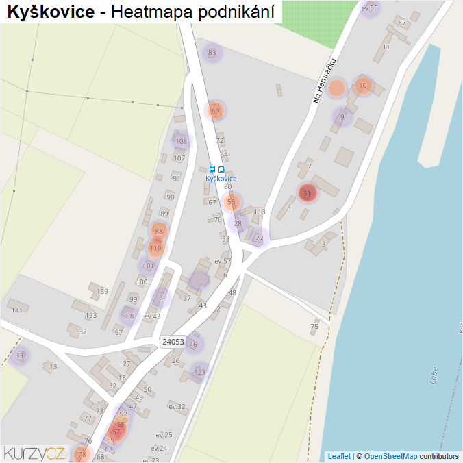 Mapa Kyškovice - Firmy v části obce.