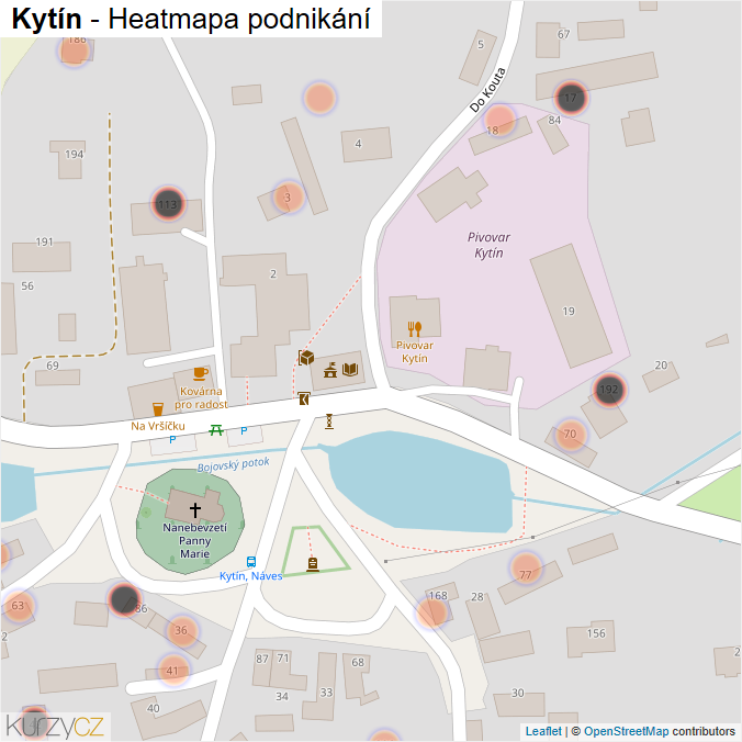 Mapa Kytín - Firmy v obci.
