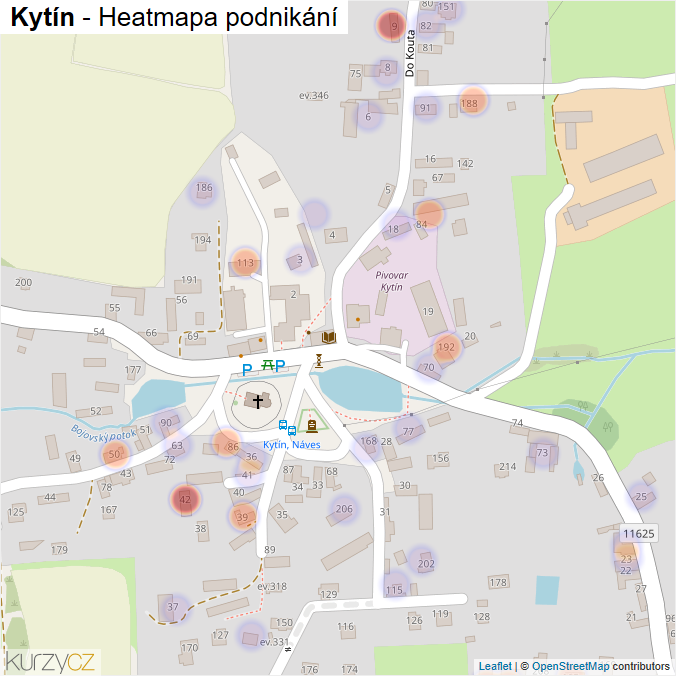 Mapa Kytín - Firmy v části obce.