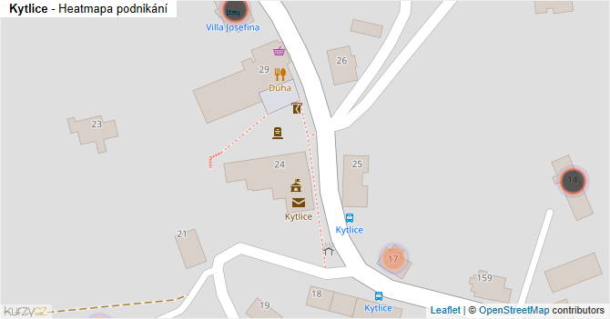 Kytlice - mapa podnikání