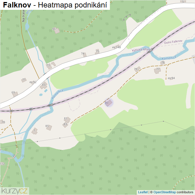 Mapa Falknov - Firmy v části obce.