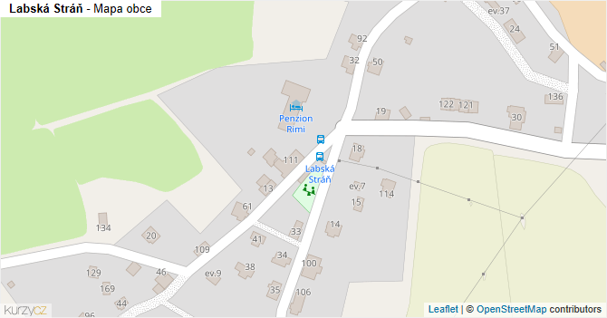 Labská Stráň - mapa obce