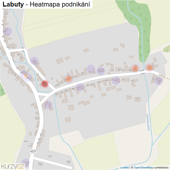Mapa Labuty - Firmy v části obce.
