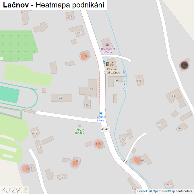 Mapa Lačnov - Firmy v obci.