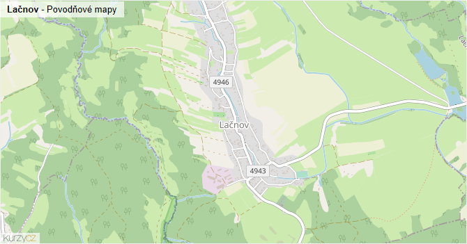 Lačnov - záplavové mapy stoleté vody