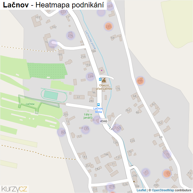 Mapa Lačnov - Firmy v části obce.