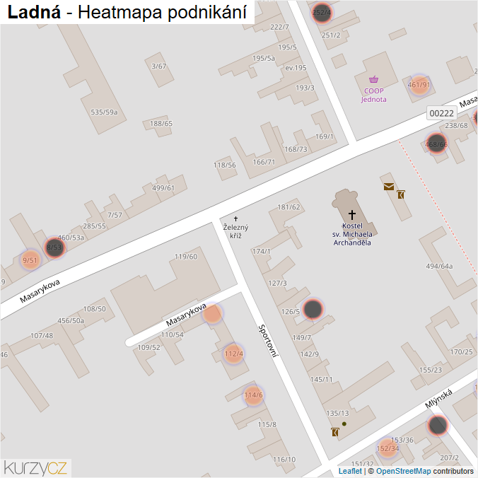 Mapa Ladná - Firmy v obci.