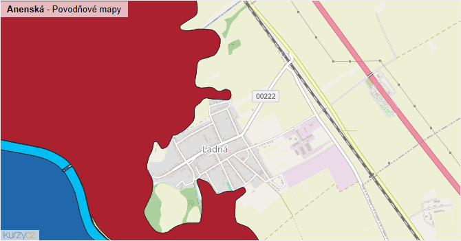 Anenská - záplavové mapy stoleté vody