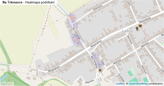 Na Trkmance - mapa podnikání