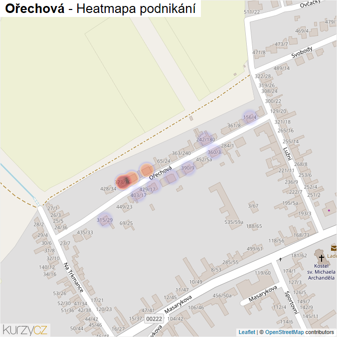 Mapa Ořechová - Firmy v ulici.