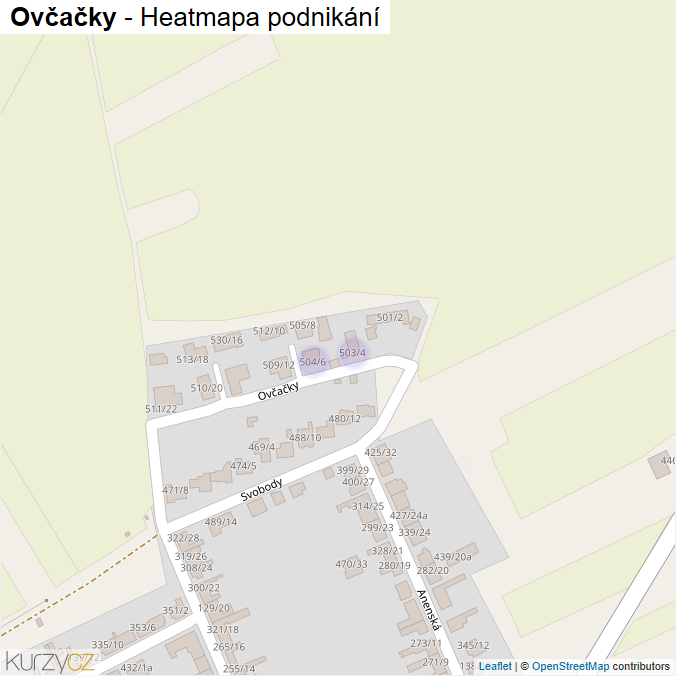 Mapa Ovčačky - Firmy v ulici.