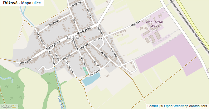 Růžová - mapa ulice
